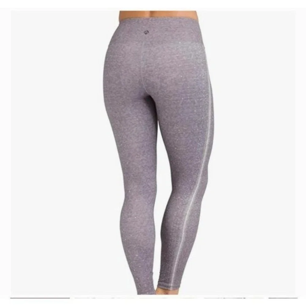 prAna Womens Charcoal Grey Space Dye Metallic Silver Stripe Yoga Leggings Size S